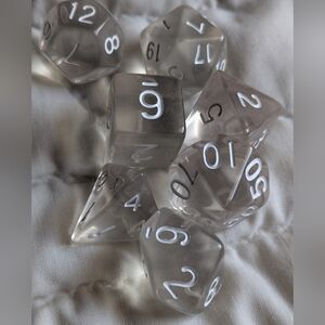 Chessex Clear ice Polyhedral Dice, 7 Die Set AD&D (DND) RPG New